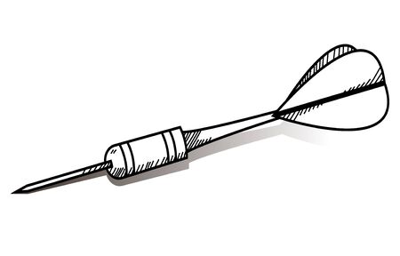 dart arrow target hand drawing on white backgroundのイラスト素材