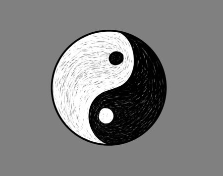 ying yang symbol hand sketchのイラスト素材