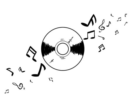 CD hand drawn with music note.のイラスト素材