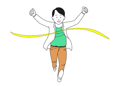 man running to finish line in competitionのイラスト素材