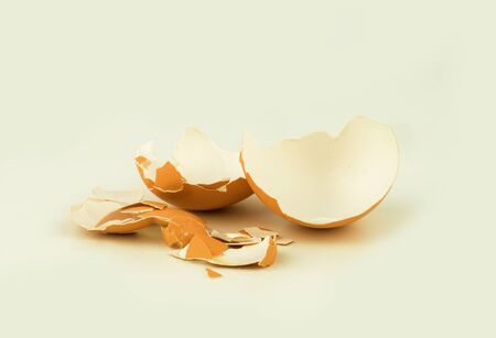 cracked egg shell on white background