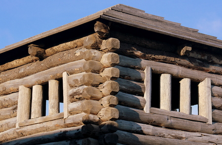 Cabin made of wooden logsの写真素材