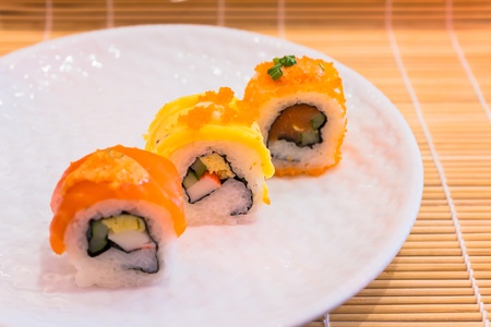 A diverse selection of delicious Japanese sushi 