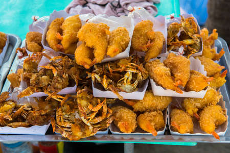 ready to eat seafood on the beachの写真素材