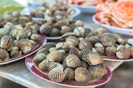 ready to eat seafood on the beachの写真素材