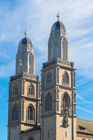 Grossmunster Church in Zurich, Switzerlandの写真素材