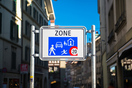 Home Zone Entry Sign isolated residential area road traffic の写真素材