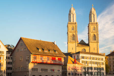 Grossmunster Church in Zurich, Switzerlandの写真素材