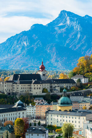 General view of the historical center of Salzburg, Austriaのeditorial素材