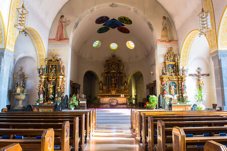 Zermatt village  Switzerland  Downtown area  Churchのeditorial素材