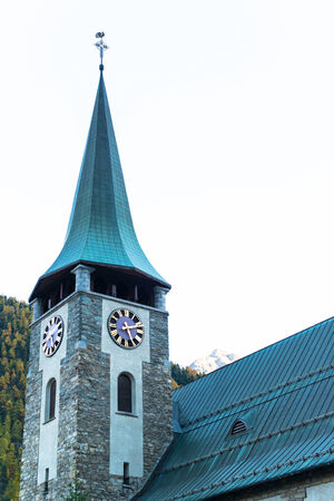 Zermatt village  Switzerland  Downtown area  Churchの写真素材