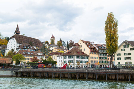 Panoramic view of old town of Lucerne, Switzerland のeditorial素材