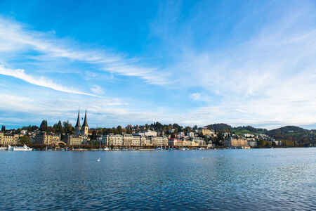 Panoramic view of old town of Lucerne, Switzerland のeditorial素材