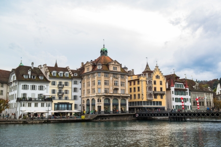 Panoramic view of old town of Lucerne, Switzerlandのeditorial素材