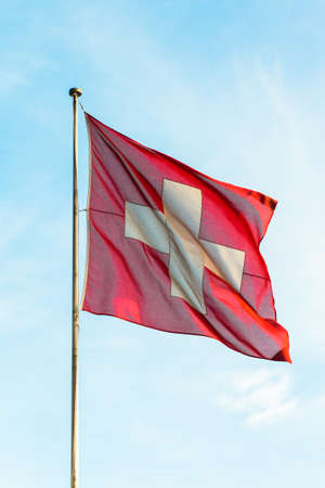Switzerland waving flag の写真素材