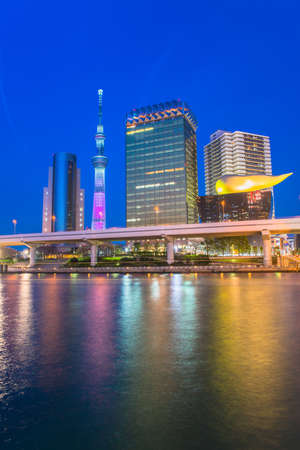 View of Tokyo skyline from Sumida river 