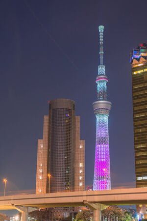 View of Tokyo skyline from Sumida river のeditorial素材