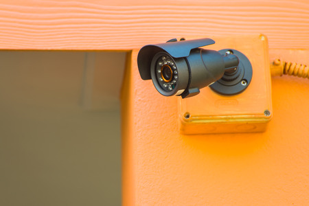 CCTV security camera outdoor at car park の写真素材