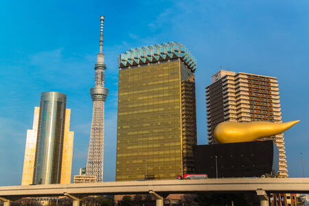 View of Tokyo skyline from Sumida river のeditorial素材