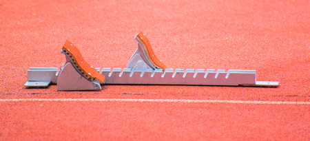 the starting blocks on running tracksの写真素材