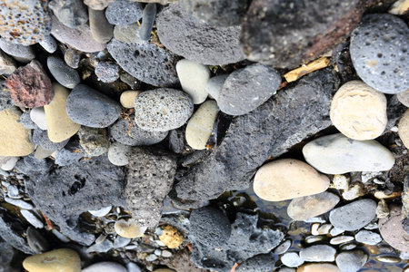 Beautifully shaped pebbles at Mongdol Beach in Aljakjiの写真素材