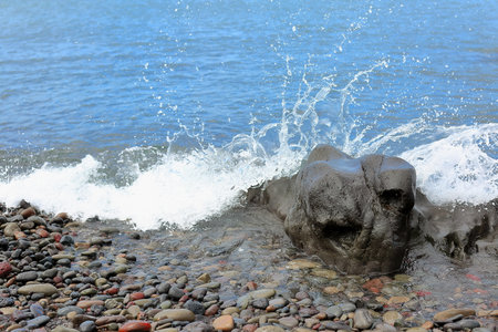 Peaceful scenery of Aljakji, Mongdol Beach, Jeju Islandの写真素材