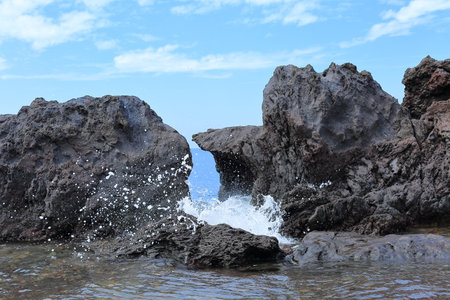 A work of art created by nature and time at Aljakji Beach in Jeju Island.の写真素材