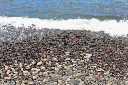 Waves making beautiful mongdols at Aljakji Beach in Jeju Island.の写真素材