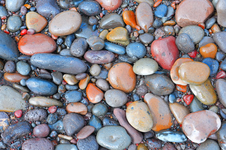 Pebbles naturally polished at Aljakji, a famous Mongdol beach in Jeju Island.の写真素材