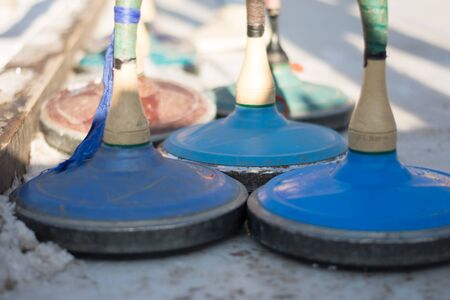 Bavarian curling - ice sticks in different colorsの写真素材