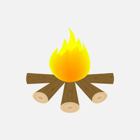 Fire camp vector illustration, camping equipment. Flat design style.のイラスト素材