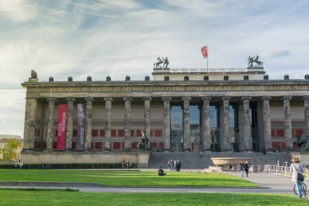 BERLIN, GERMANY - July 28, 2018: Scenic view of the front garden, Lustgarten, of the Altes Museum at the Museumsinsel, Museum Island, located near the former Stadschloss imperial palaceのeditorial素材