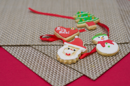 Great holiday background, christmas cookies on the table.の写真素材