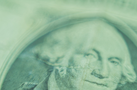 Close-up of Dollar money, 1 dollar note.の写真素材