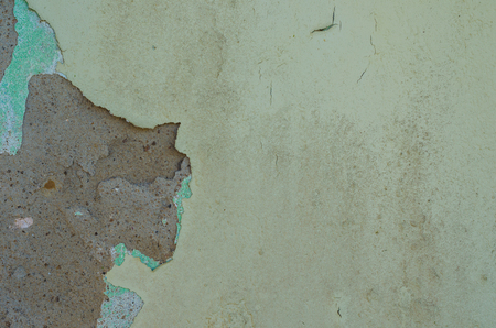 Wall with peeling paint, paint problem. Inadequate paint system, water infiltration.の写真素材