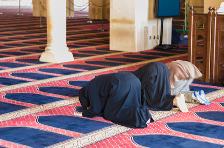Beirut, Lebanon, April 03 - 2017: Women praying inside the mosque of Mohammad Al-Amin Mosque in Beirut Lebanon.のeditorial素材