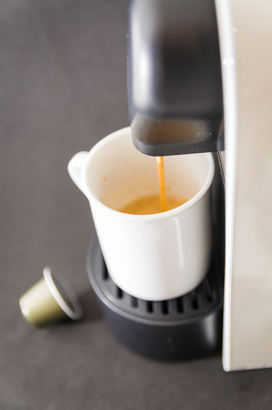 Coffee maker serving coffee, espresso, coffee pod.の写真素材