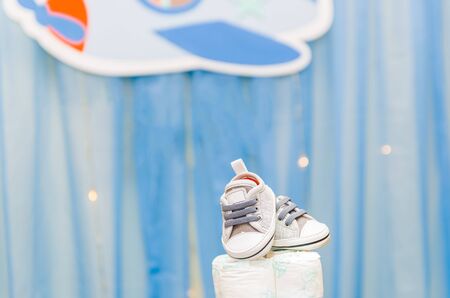 Decoration of children's party of boy, background for various uses.の写真素材