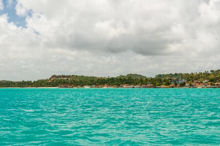 Beautiful image of boat sailing in a tropical paradiseの写真素材