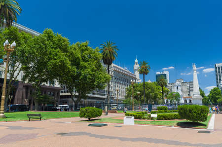 Buenos Aires - Argentina, December 27, 2015: Panoramic photo of Plaza de Mayo (Plaza de Mayo) famous tourist spot in the city of Buenos Aires - Argentina.のeditorial素材