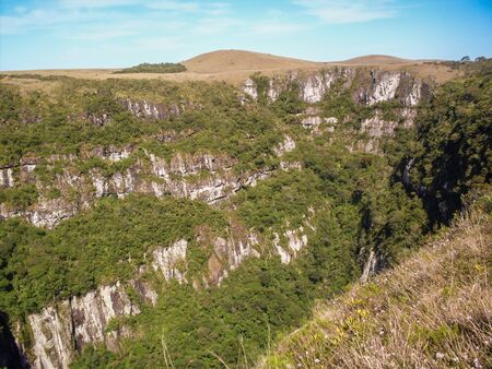 Beautiful landscape of Fortaleza Canyon and green rainforest, Cambara do Sul, Rio Grande do Sul, Brazilの写真素材