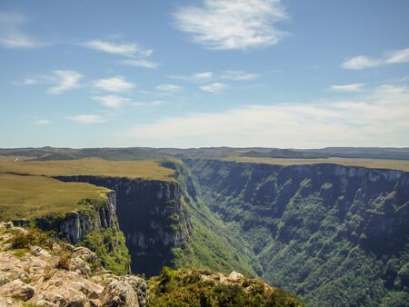 Beautiful landscape of Fortaleza Canyon and green rainforest, Cambara do Sul, Rio Grande do Sul, Brazilの写真素材