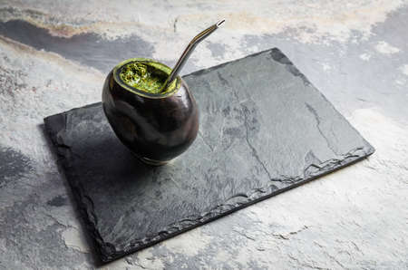 Traditional gaucha drink, chimarrao mate, folk drink from Brazil, Paraguay, Uruguay and Argentina.