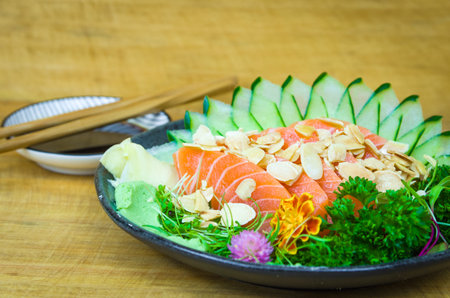 Sushi set (combo). Traditional Japanese cuisine, premium sashimi decorated in elegant surroundings.の写真素材