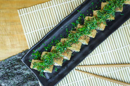 Perfect sushi, traditional Japanese cuisine. Delicious hot sushi