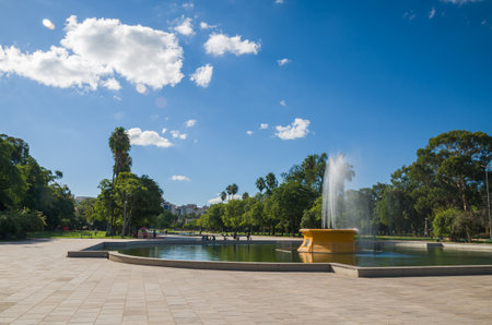 Porto Alegre, Rio Grande do Sul, Brazil, March 29 - 2021: Fountain of redemption square on a beautiful weekendのeditorial素材