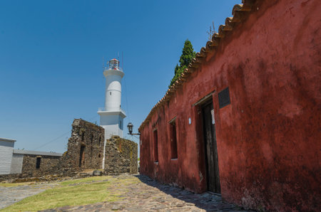 Colonia del Sacramento Lighthouse in Uruguay, important museum in the city.のeditorial素材