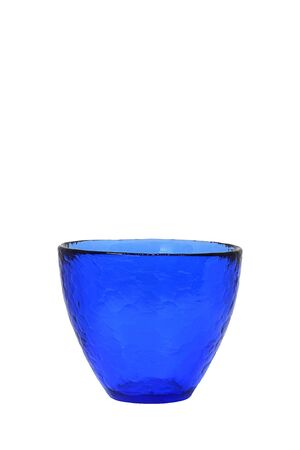 Blue glass on white background.の写真素材