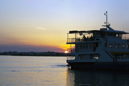 Greece â Antiparos island. Sunset over the Aegean with a calm sea on a warm summers evening.の写真素材