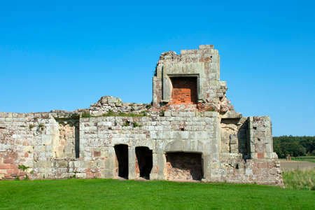 Shrewsbury, England Moreton Corbet castle Landscape view of ruins of historic Elizabethan castle and manor house Blue sky - copy spaceのeditorial素材
